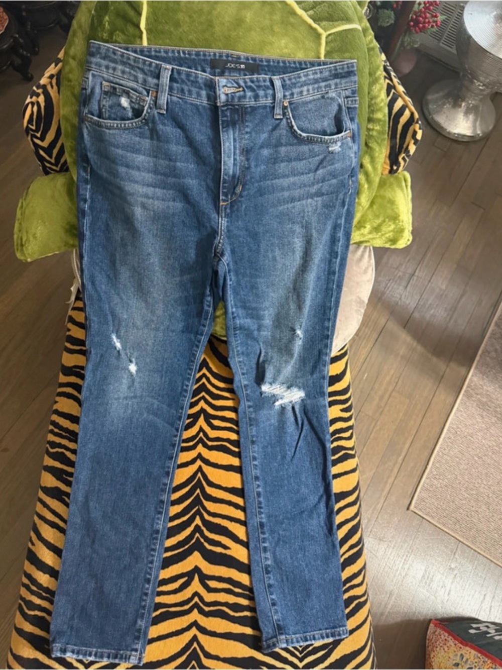 jcpenney Medium Blue Straight Leg Distressed Jeans